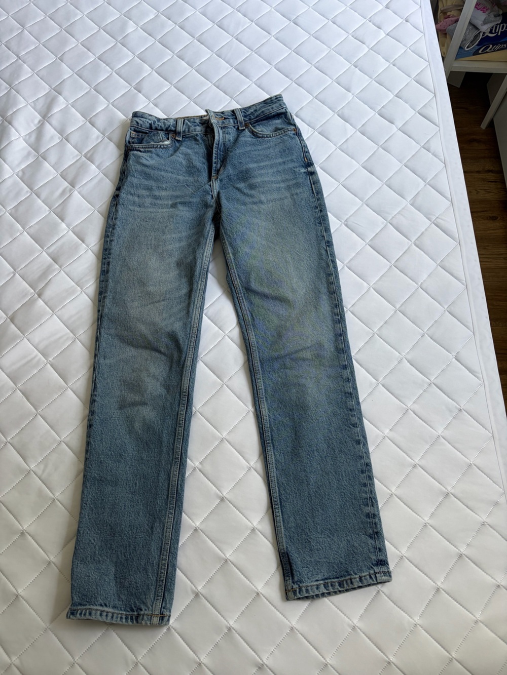 Zara Women Straight Leg Light Blue Jeans